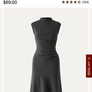 OGL Mockneck Tucks Midi Dress, NEW, Gray, Regular XL